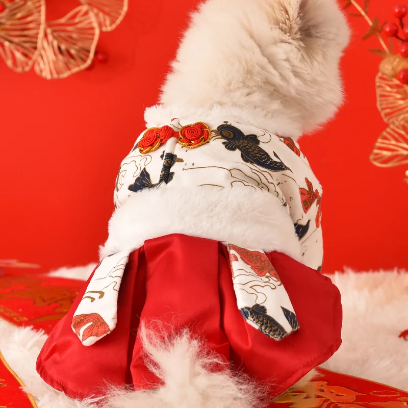 

Dog happy New Year cat Hanfu thick teddy Schnauzer small dog pet winter Tang suit