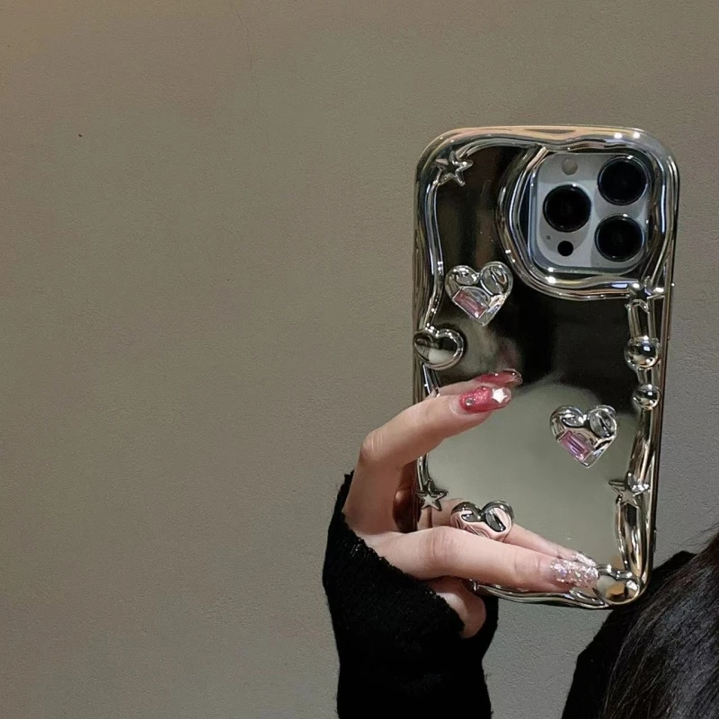 Plating Love Mirror Stand Silicone Soft Phone Case For iPhone 14 13 12 11 Pro Max X XS XR 7 8 14 Plus Camera Protective Cover