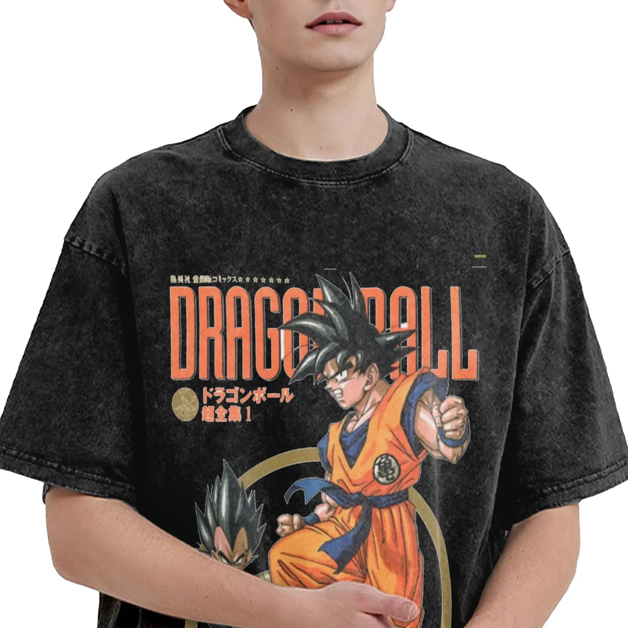 Kemeja Dicuci Saiyan Bros Pakaian Dragon Ball DragonBall Kaus Baru Pakaian Jalanan Longgar Kaus Musim Panas Lengan Pendek