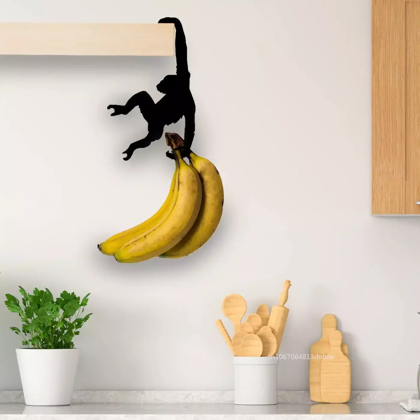 New Kitchen Wall Door Metal Hooks Key Hanger Monkey Shaped Banana Balance Hook Decor Holder Clothes Storage Rack Seamless Hooks