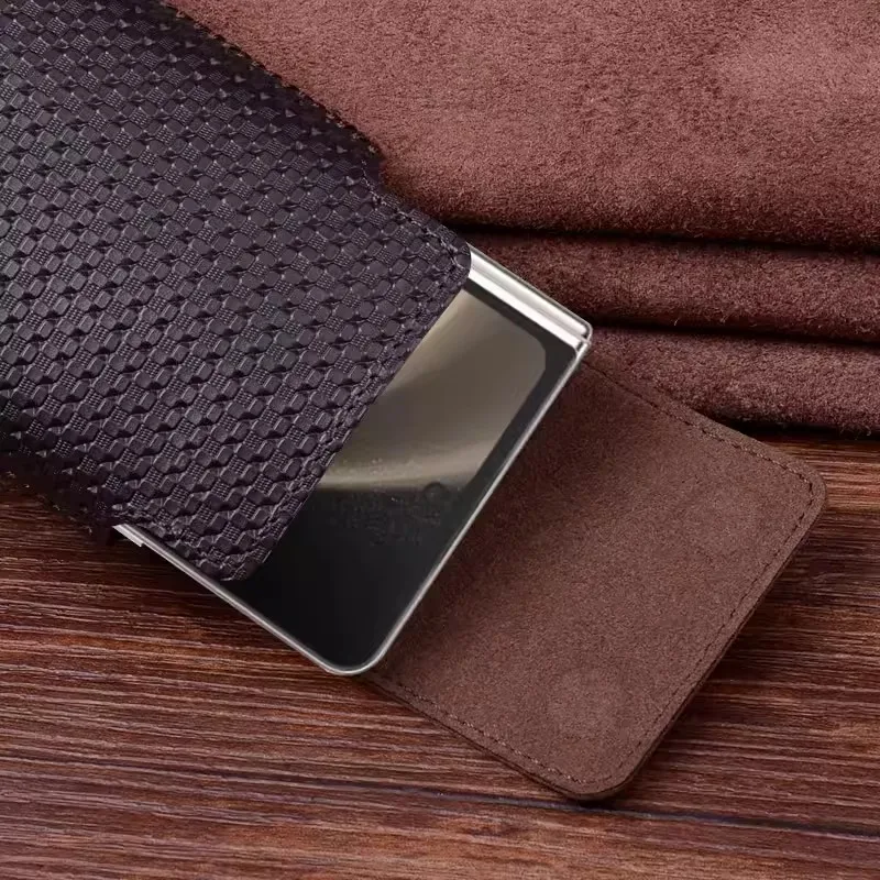 Original Design Phone Pouch for Samsung Galaxy Z Fold 5 Case Genuine Leather Carcasa for Galaxy Zfold 5 Funda Bag zfold5 Coque