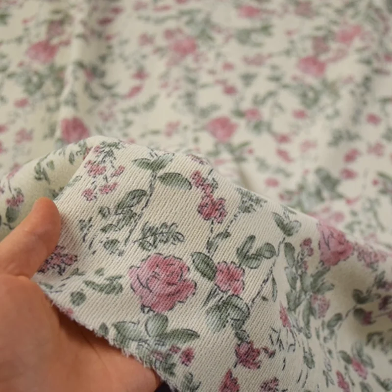 

Fabric White Background Pink Floral Thickened Fabric Dress Shirt Handmade Bag Fabric