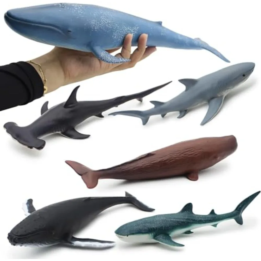 

Mostop Sea Animal Toy for 6 Pack 14.5'' Large Size Ocean Sea Marine Animal Figures, Realistic Ocean Sea Creature Action Models