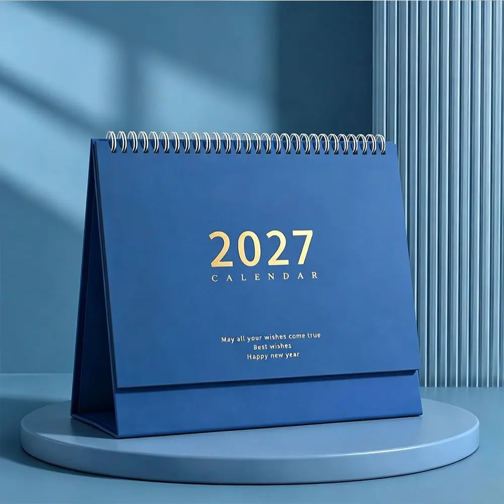 Portable 2027 Desktop Desk Calendar Morandi Color Foldable Flip Calendar Decorative Display Academic Planner Office Stationery