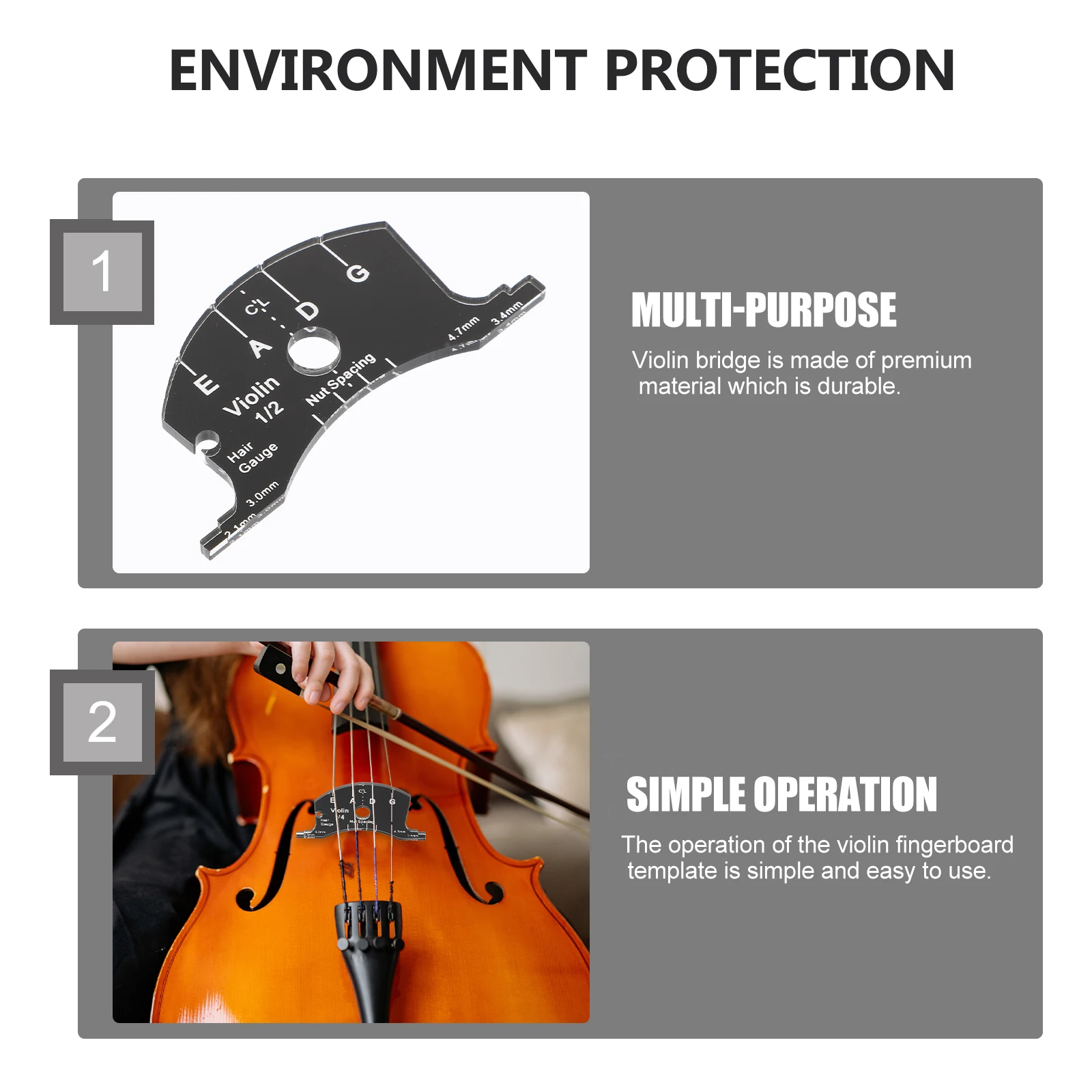 

1pc Multifunctional Violin Bridge Template Accessory Measuring String Height Chord Distance Durable Tool For Violin Parts Fiddle