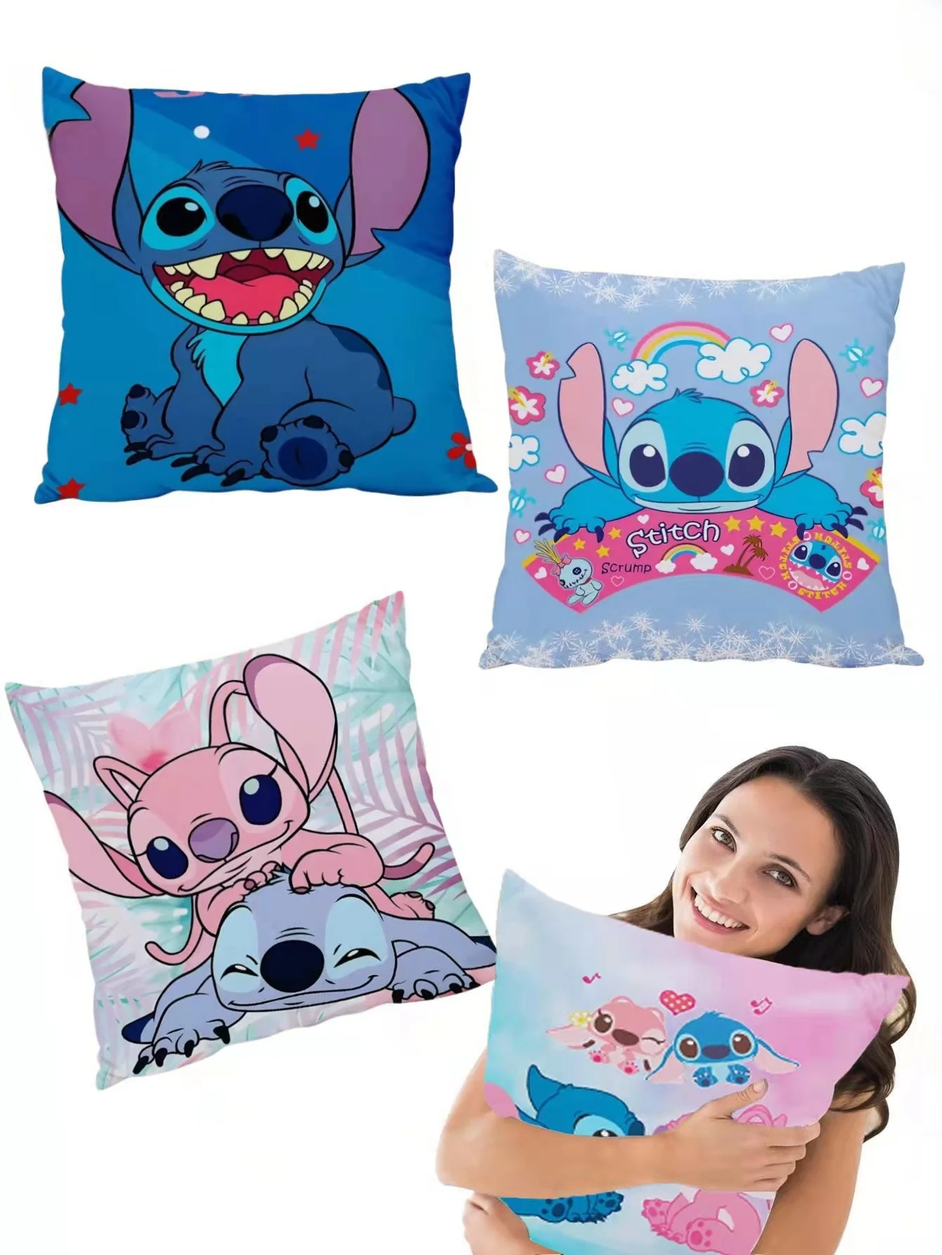 1개 애니메이션 피규어 스티치 양면 인쇄 베개 커버 귀여운 스티치 베개 베개 커버 14+ 방 인테리어 장식 크리스마스 선물