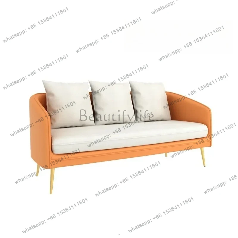 

Nordic light luxury single leather sofa, beauty salon reception negotiation sofa, casual and simple