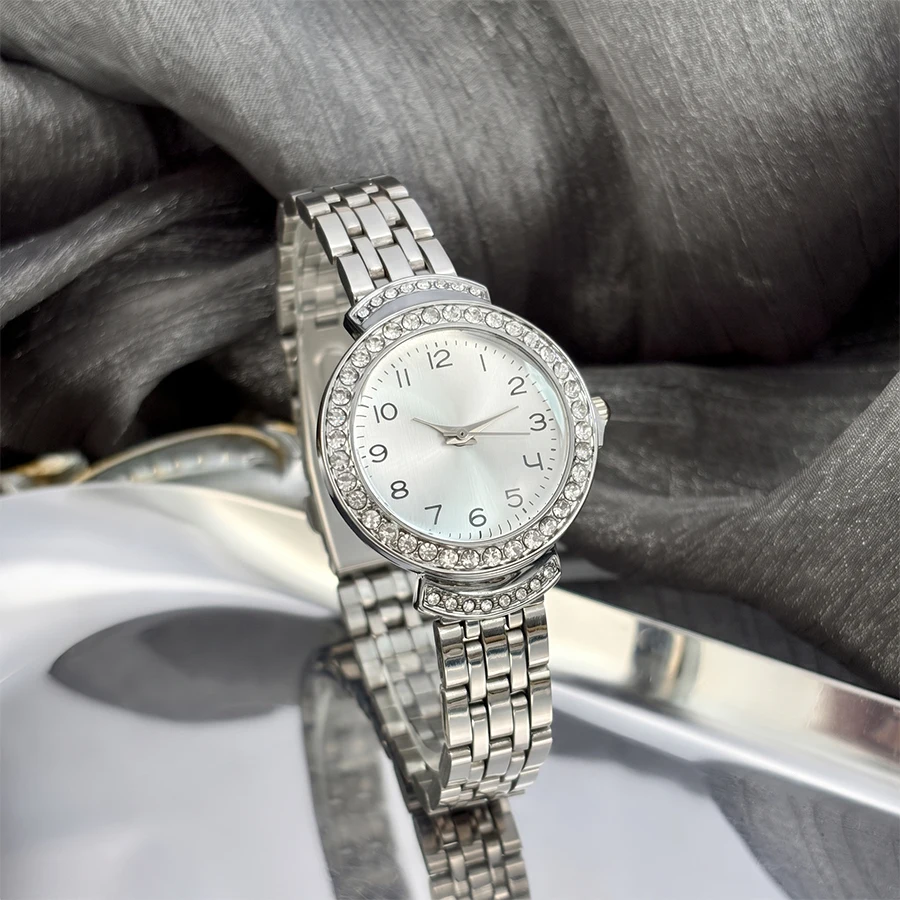 Women Watch Elegant: Oversized Dial Curved Convex Glass Durable Stainless Steel Band Sleek Silver Ladies Watch