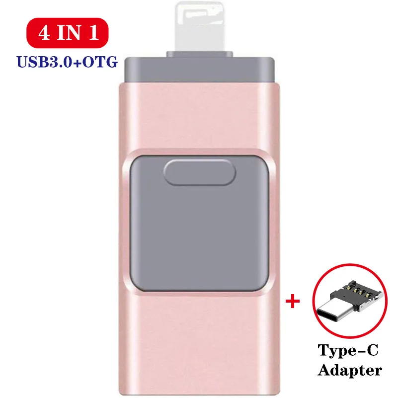 Mini clé USB 3.0 OTG 4 en 1 HD pour téléphone/Android, support à mémoire de 16 Go 32 Go 64 Go 128 Go