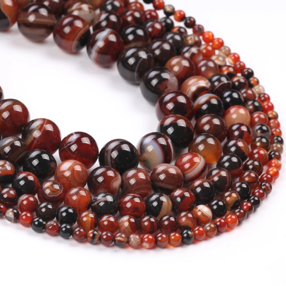 4mm-12mm Natural Dream Stripe Agate Stone Round Beads for Jewelry Making Diy Bracelets Necklace Accessories 15inches