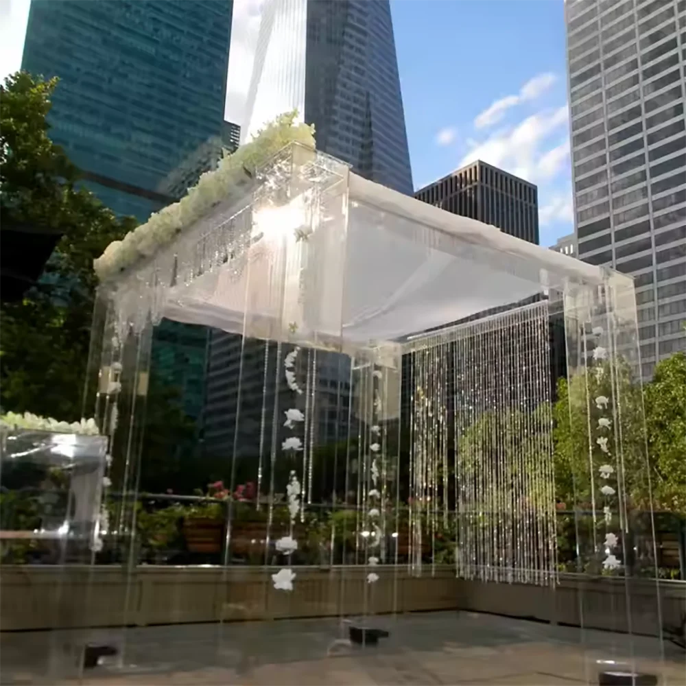

FSDKX Factory Hot Sale Canopy Mandap Transparent Party Clear Arch Wedding Acrylic Chuppah