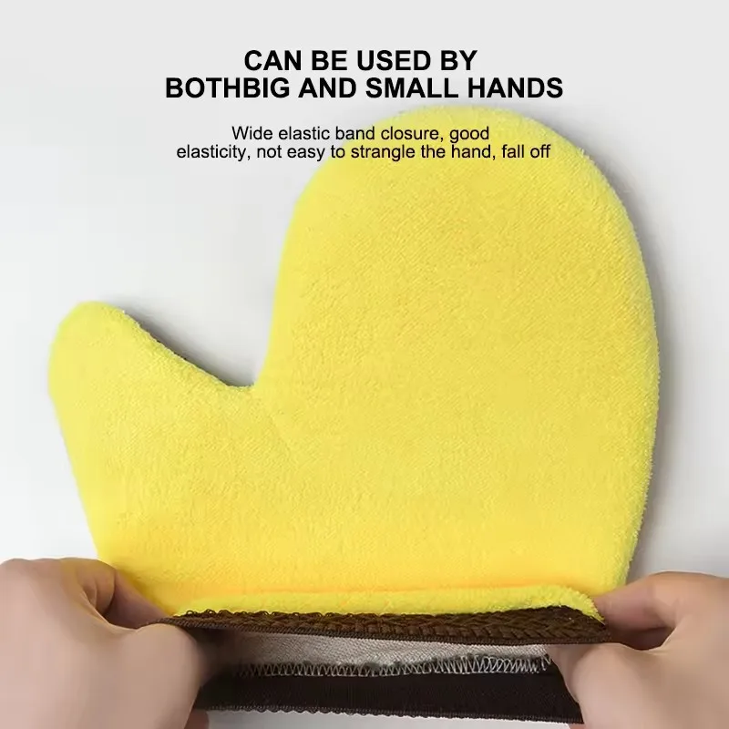 마이크로 화이버 자동차 세척 장갑 양면 두꺼운 산호 양털 청소 브러시 장갑 자동차 디테일링 클리너 관리 도구