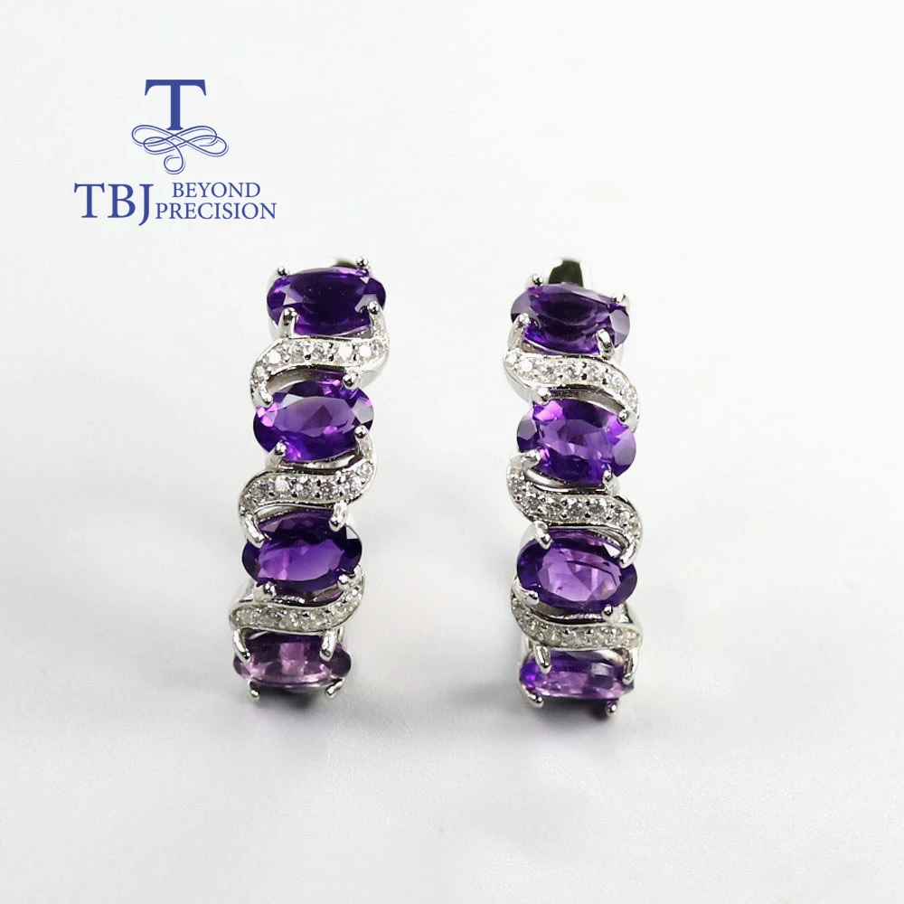 

Natural Africa amethyst earrings,925 sterling silver, new model is a popular accessory for women to wear every day