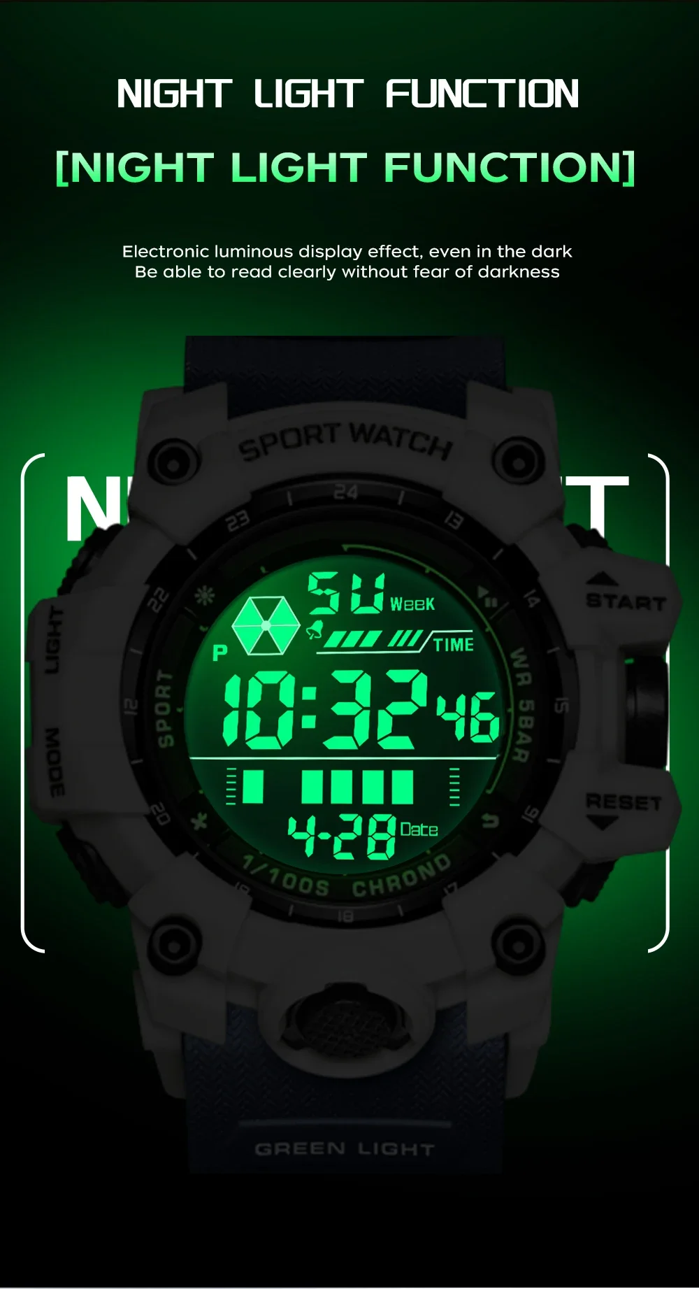 SANDA New 6229 Luxury Fashion Men's Sports Electronic Watch Multi functional Waterproof Night Light Men's Electronic Watch 2024 image 4