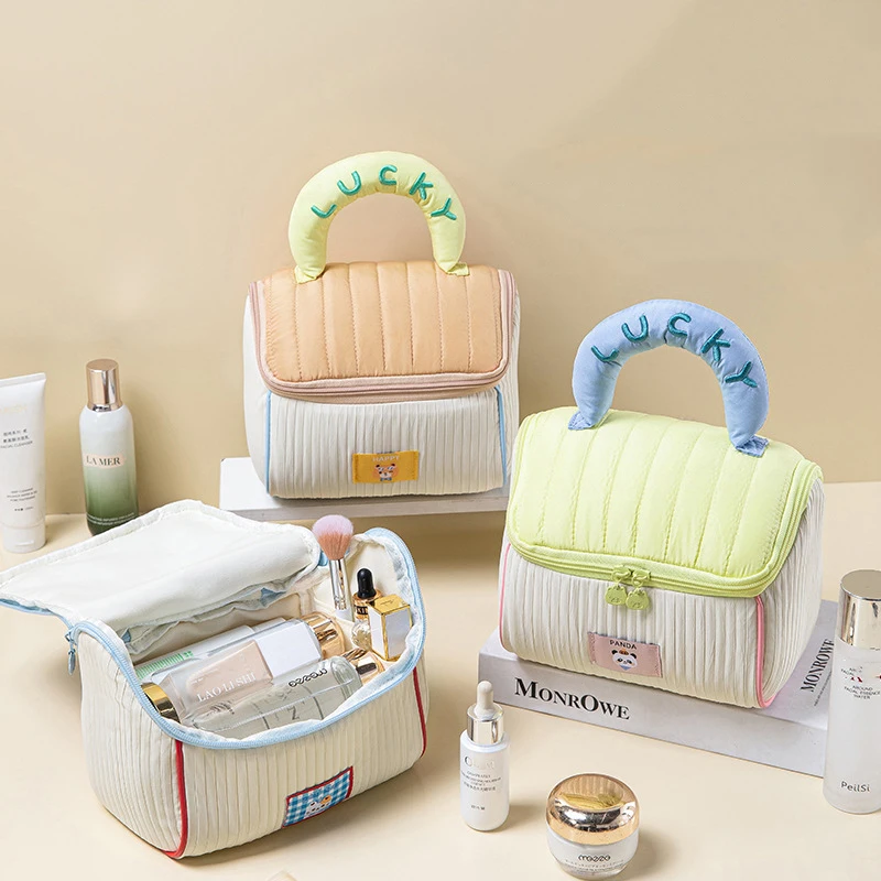 

Large Capacity Cartoon Cosmetic Storage Bag Pattern Hut Handbag Girls Makeup Organizer Portable Handheld Travel Toiletry Pouch