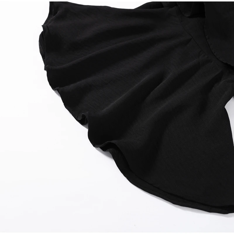Chic Women's Solid Cascading Ruffles Flare Pants Chiffon High Waist Female Black Trousers 2026 Summer Lady All-match Trouser New