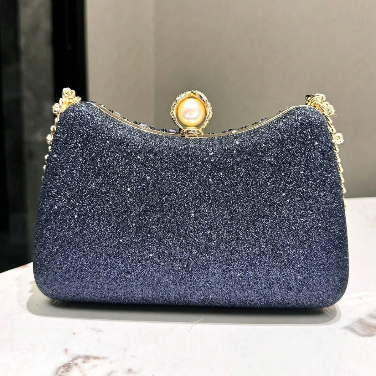 Fine Rhinestone Diamond Inlay Dinner Evening Bag Retro Luxury Gold Silver Blue Small Clutch For Women Wedding Party Shoulder Bag