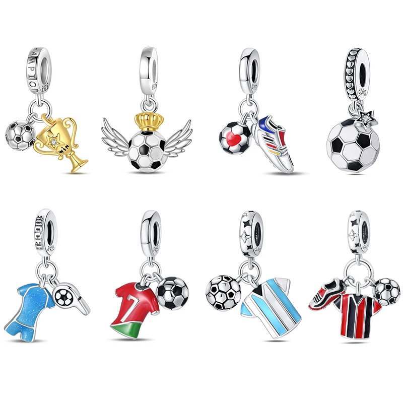 2024 New in 925 Sterling Silver Sports Football Baseball Badminton Charms Beads Fit Pandora Original Bracelets DIY Jewelry Gifts