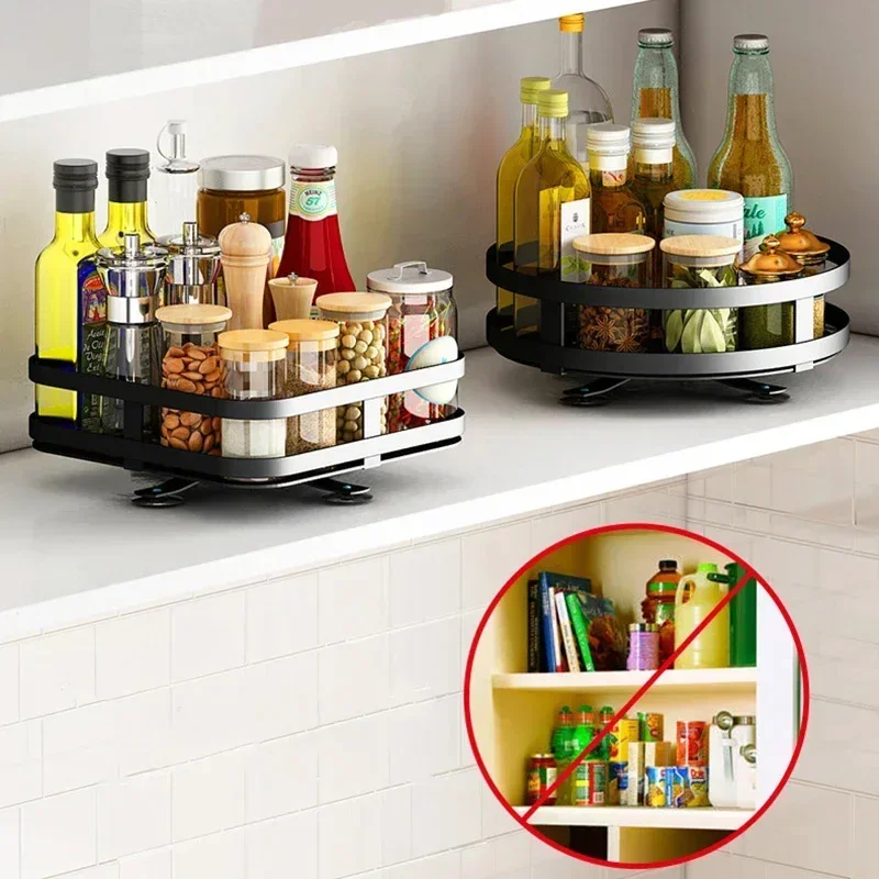 Organizzatore da cucina Porta spezie 360 °   Vassoio portaoggetti rotante per condimenti, portaoggetti multiuso per piano di lavoro della cucina