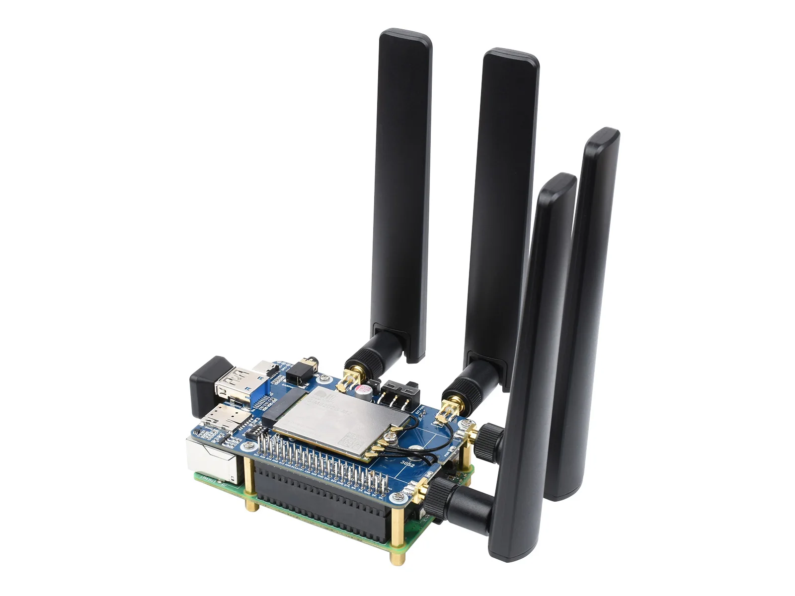 SIM8202G-M2 5G HAT (B) for Raspberry Pi, 5G/4G/3G, Snapdragon X55, Quad Antennas 5G NSA, Multi Band
