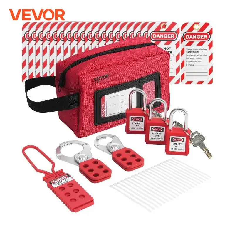 VEVOR Electrical Lockout Tagout Kit 26 PCS Safety Loto Kit Includes Padlocks Hasps Tags for Industrial Electric Power Machinery