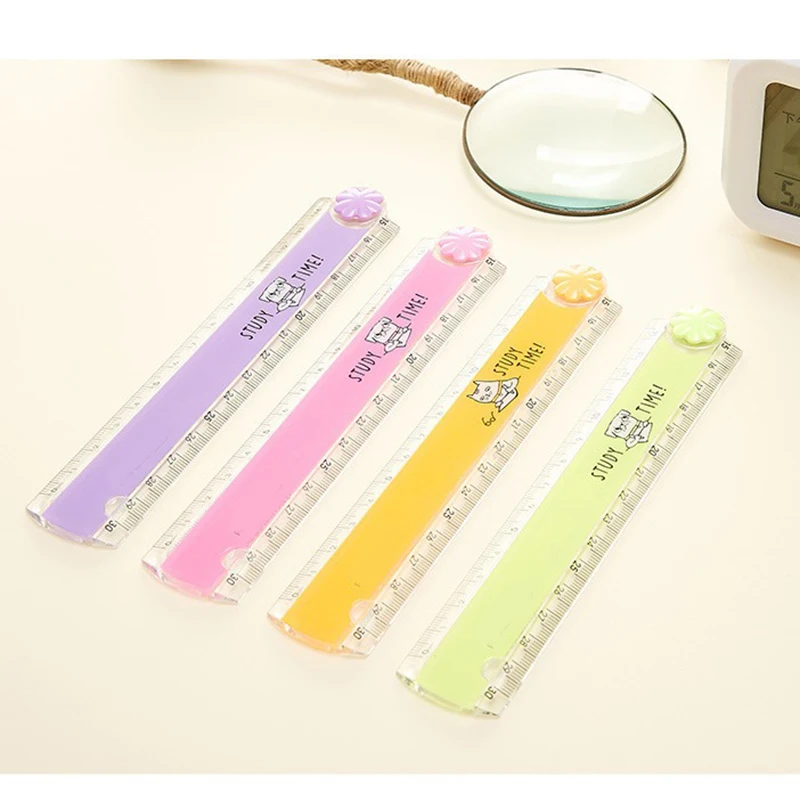 30CM New Cute Kawaii Study Time Color Folding Ruler Multifunction DIY Drawing Rulers Kids Students Office School Stationery