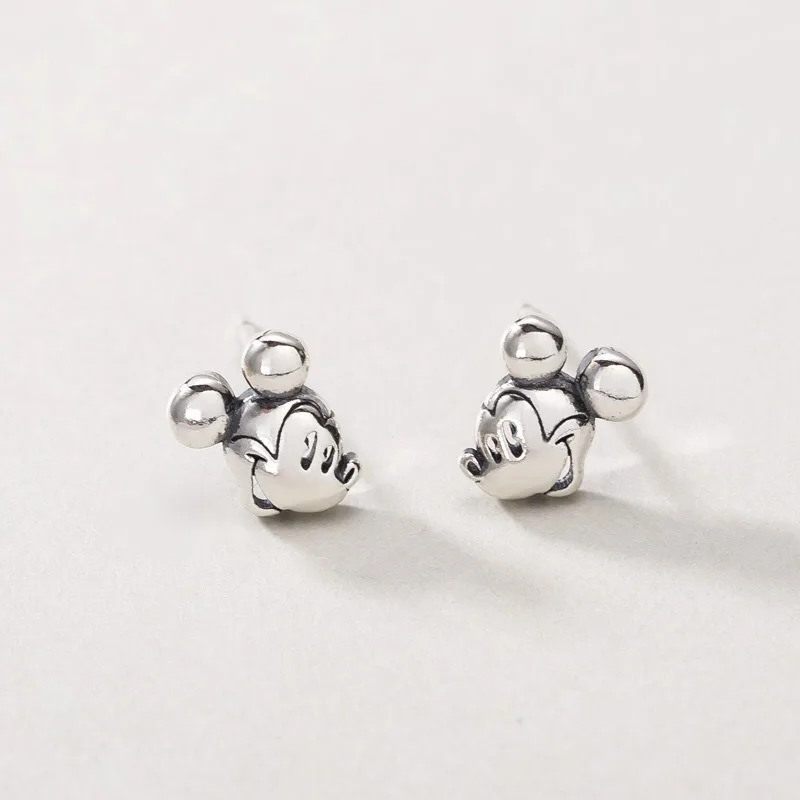 

Disney Fashion Mickey Mouse Earrings S925 Silver Pin Bow Mickey Minnie Earrings Silver Women Girls Accessories