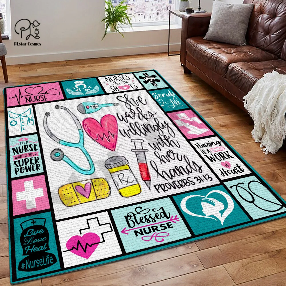 Nurse Job Newest Area Rug Gift 3D Printed Room Rug Mat Floor Anti-slip Large Rug Carpet Home Decoration 2