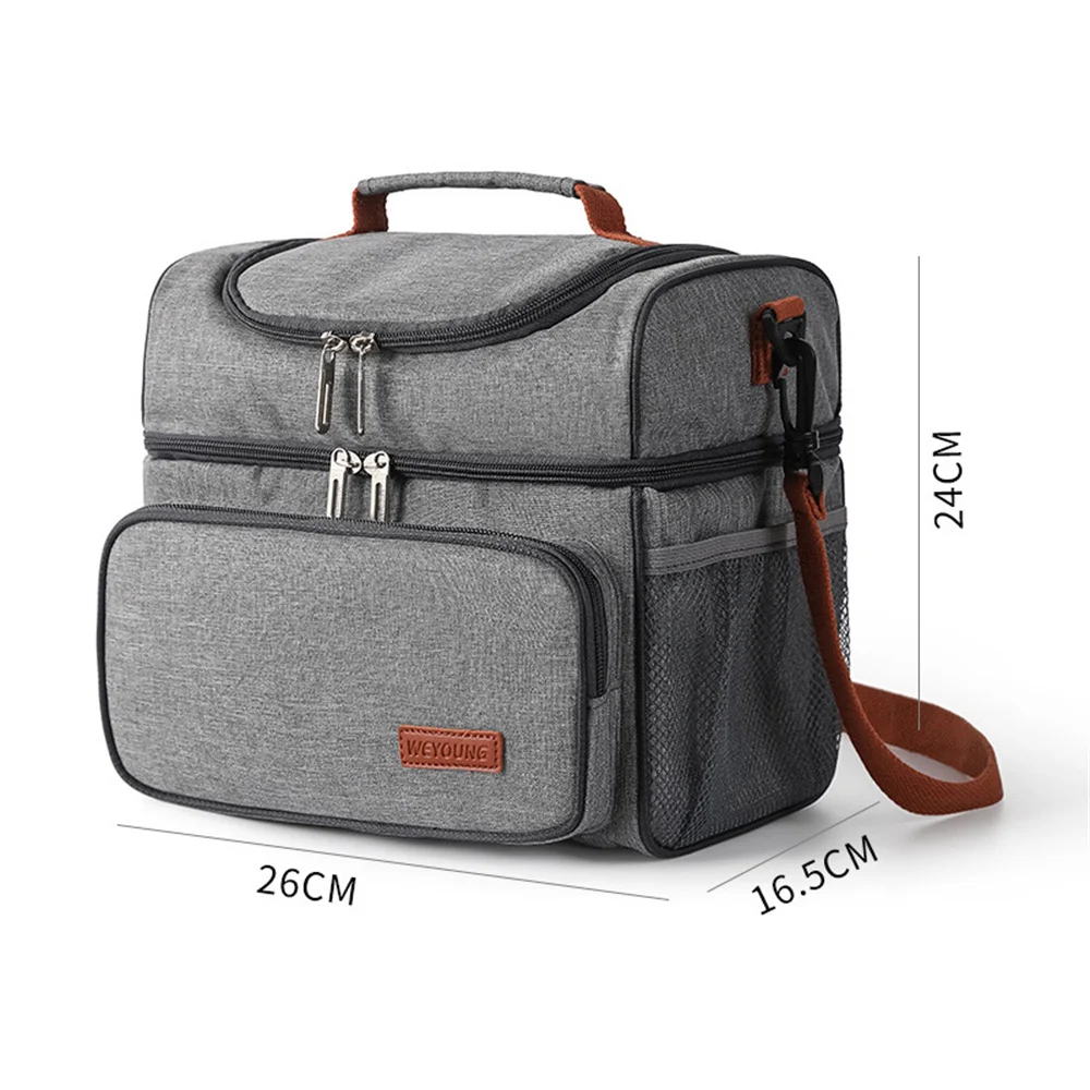 Saco de isolamento piquenique cinza, Lancheira de grande capacidade, Espessamento e aumento Oxford Cloth, Suprimentos de armazenamento