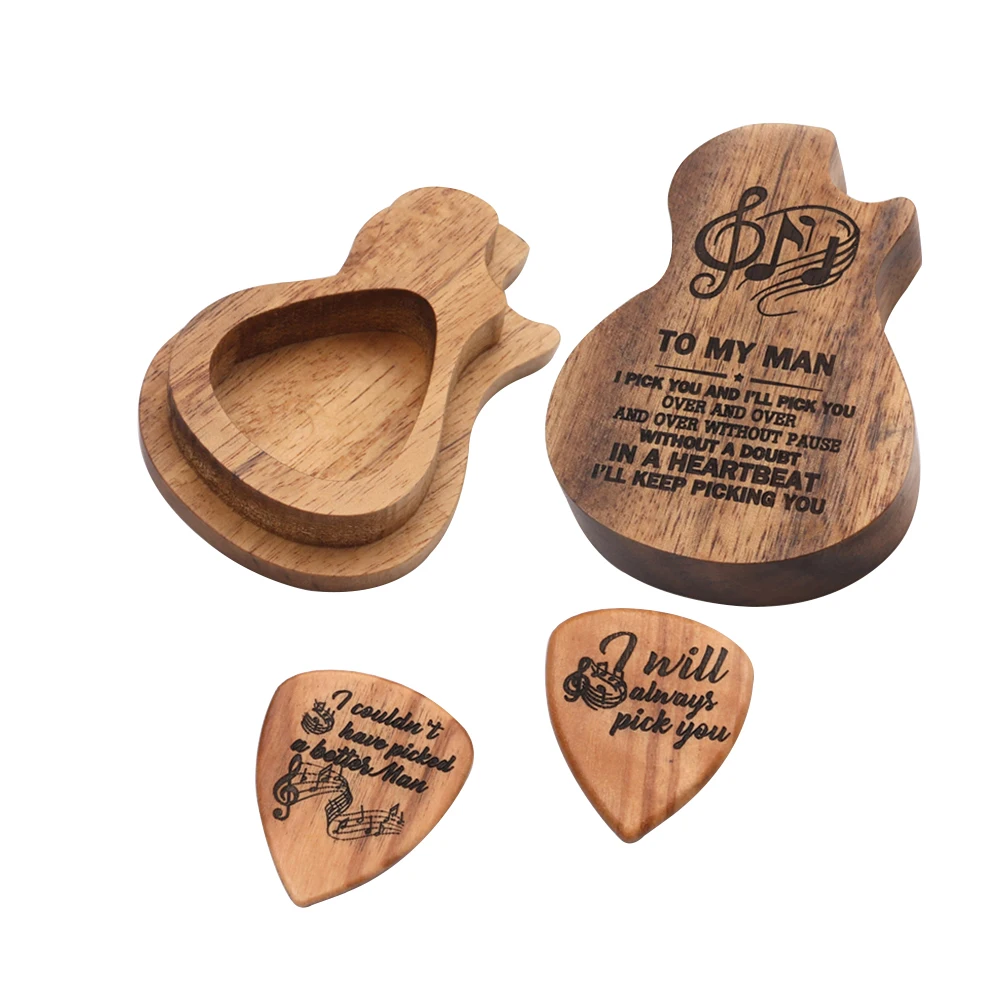 

Set Guitar Accessory Picks Storage Boxes Accessories Musical Instrument Holder Wood Case Holders