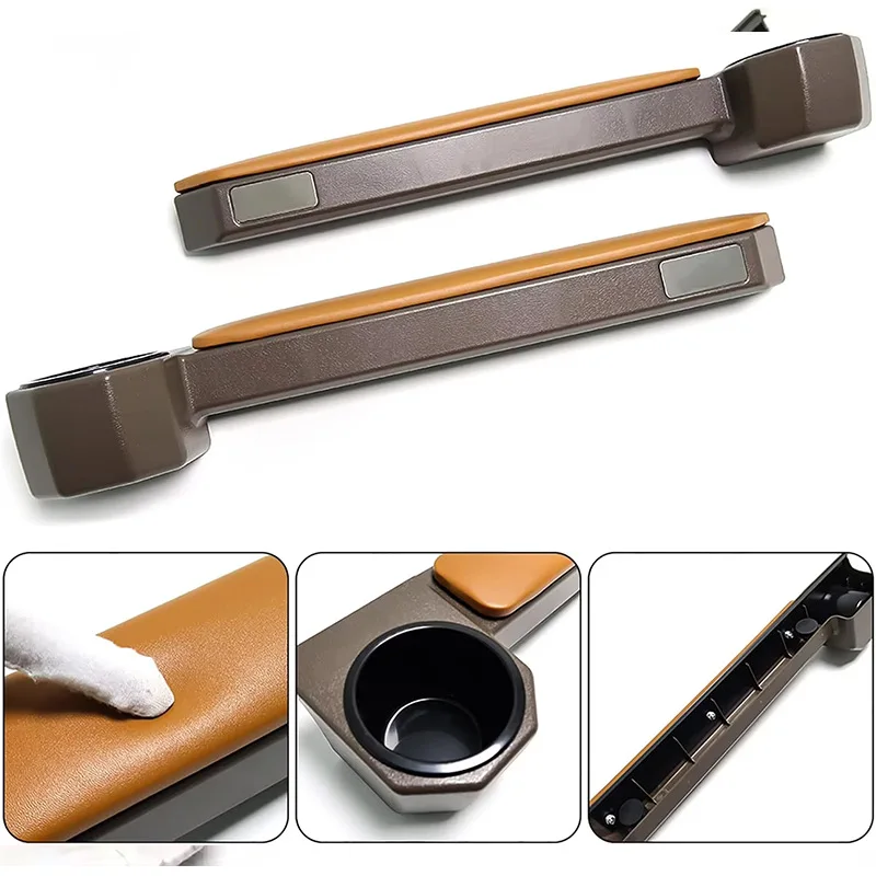 

Suitable for Landcooluzer FJ76 center console beverage rack, brown leather LC79 door armrest water cup holder
