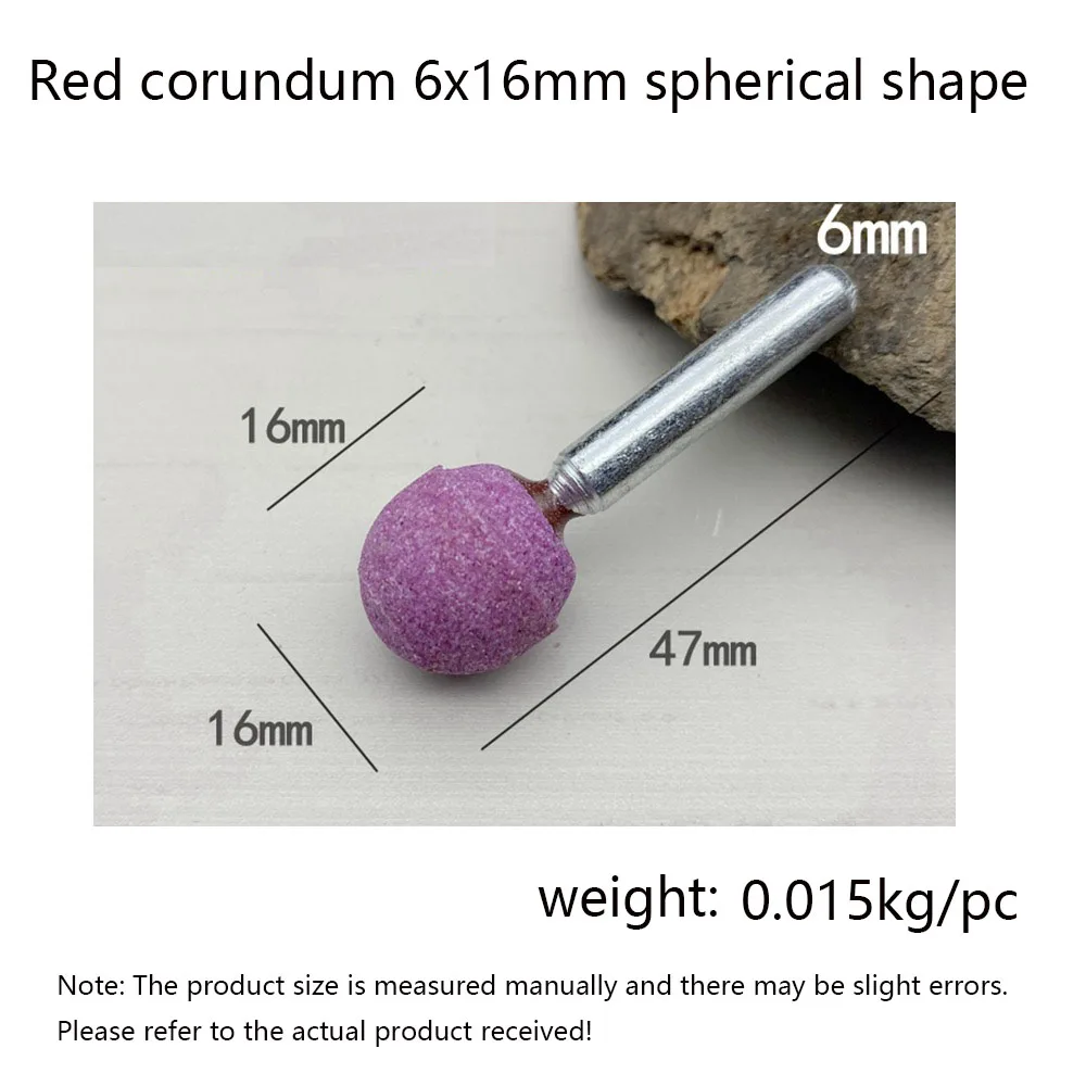 5 Pcs 6mm handle ball type 16-30mm grinding head diameter ceramic grinding wheel grinding head red white chromium corundum flint