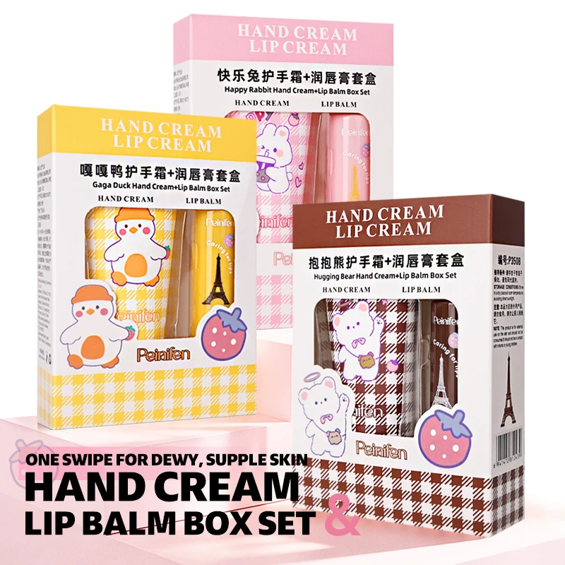 Hand cream lipstick set, moisturizing and water locking, protecting hands, brightening lip color, daily lip and hand care