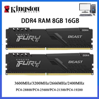 Kingston BEAST DDR4 RAM 3200MHz 2666MHz 3600 2400MHz 8GB 16GB 4GB Gaming Desktop Memory PC4-25600 PC4-19200 288Pin DIMM DDR4 RAM