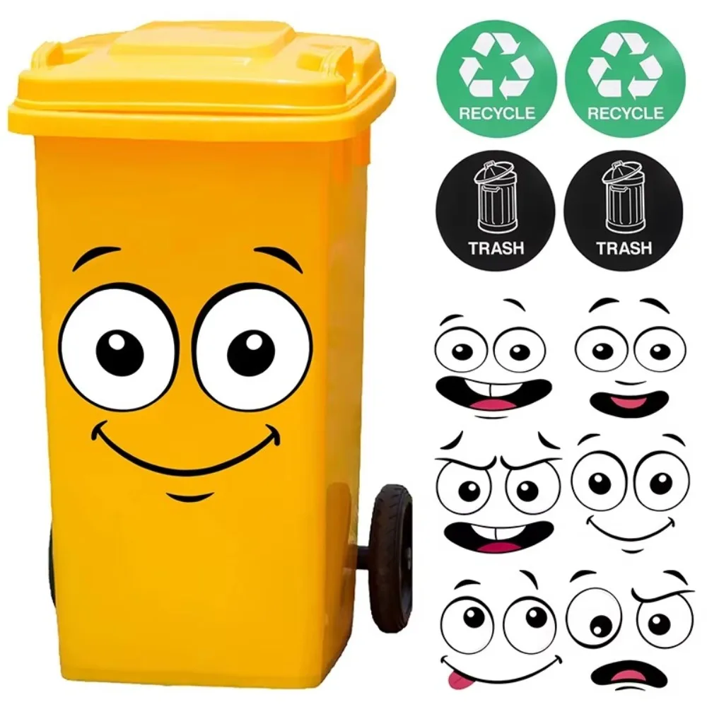 

Cartoon Face Trash Can Stickers Waterproof Self-Adhesive Cartoon Stickers PVC Home Decoration Expression Face Stickers