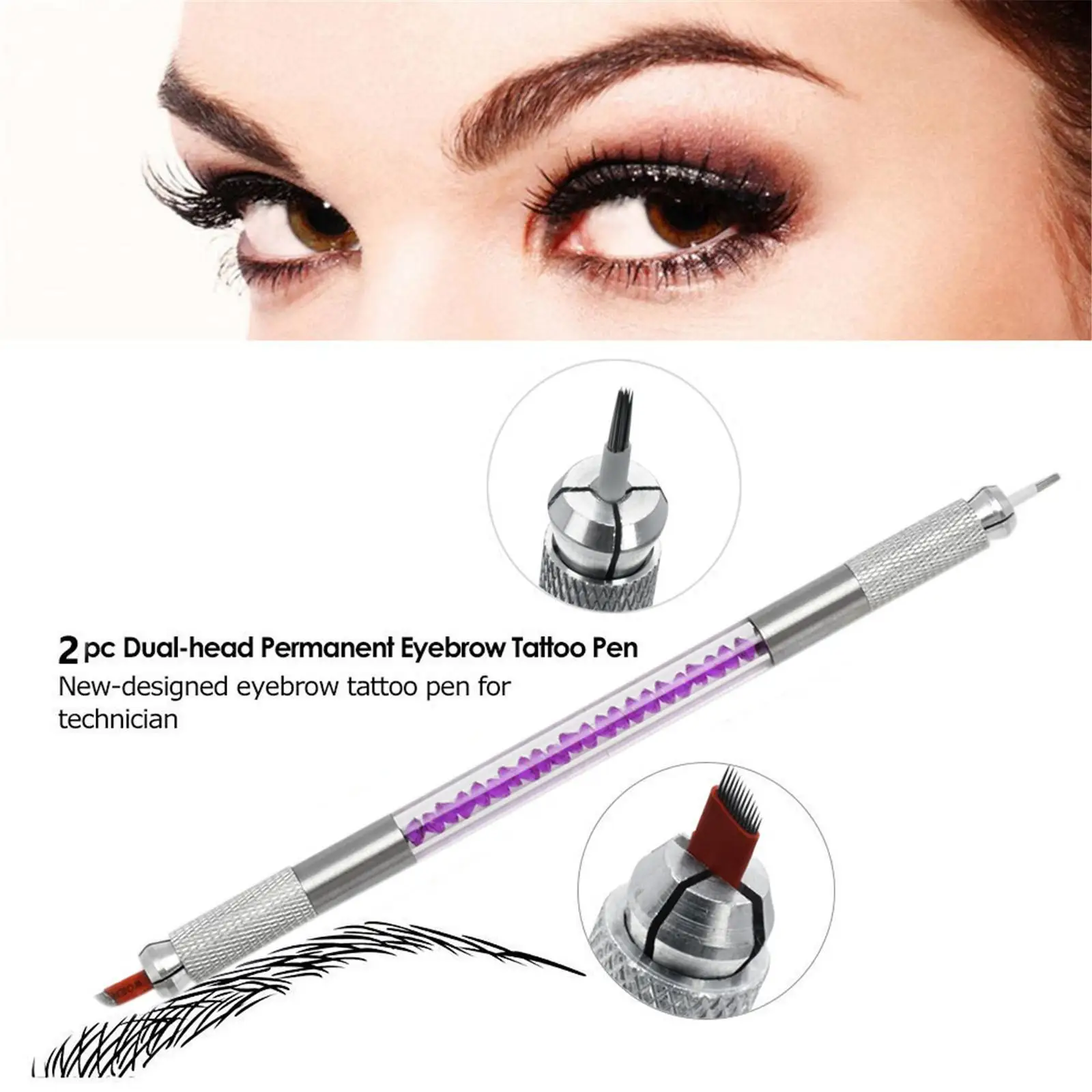 Permanent Practice Ring Brow Tattoo Practice Kit Pen Needle Cups Pigment and Silicone Skins for Learners