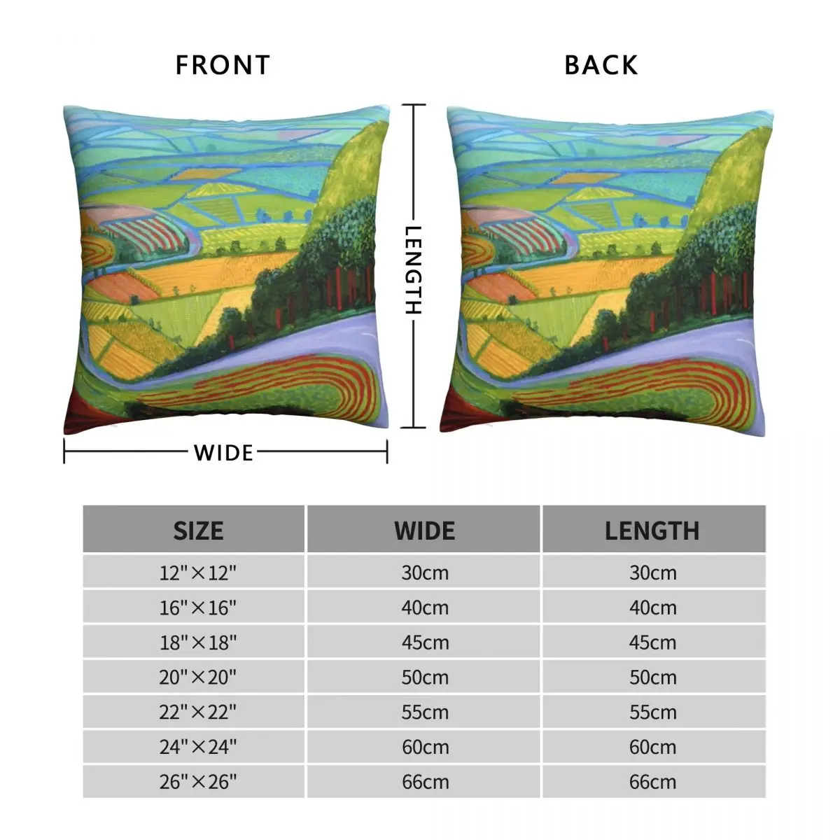 David Hockney Garrowby Hill Square Pillowcase Polyester Linen Velvet Pattern Zip Decorative Pillow Case Room Cushion Cover 18