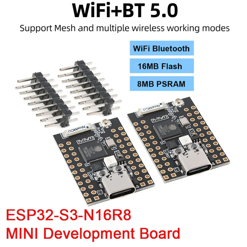 ESP32-S3-N16R8 MINI Development Board 16MB Flash 8MB PSRAM Type-C USB 2.4G Wi-Fi Bluetooth 5 BLE MCU Module