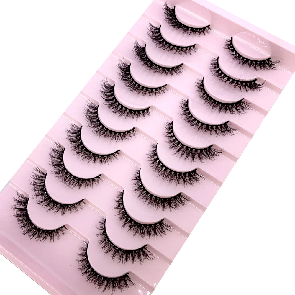 Soft Mink Eyelashes 3D Curl Winged End Eye Elongated Fake Lashes Thick Handmade Natural False Eyelash Messy Cross Lash Wholesale