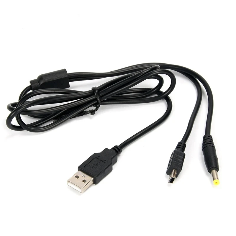 500Pcs High Quality 1M/3FT Black Color 2in1 Charging charger USB Cable for PSP 1000 PSP 2000 PSP 3000 PSP 3001 3004