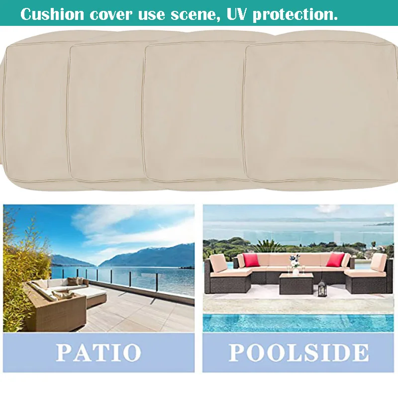 4PC Outdoor Cushion Cover Waterproof Patio Chair Seat Cover with Zipper Replacement Cover Customizable Cushion