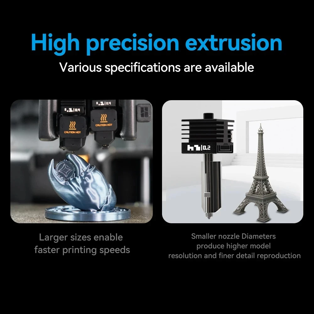 Hotend لـ Bambu Lab P2S H2C/H2D/H2S فوهة قابلة للاستبدال نهاية ساخنة فوهة فولاذية صلبة 0.2/0.4/0.6/0.8 مللي متر لخيزران A1/A1mini #4