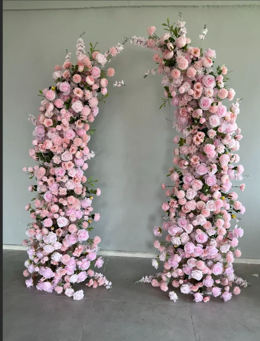 White silk artificial wedding arch flower, used for event and party decoration, wedding stage background