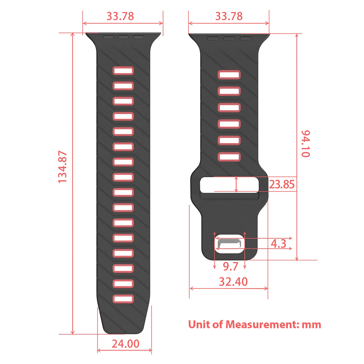 Silicone Sport Band for Apple Watch Ultra 3/2 49 46 45 44 42MM Two Tone Soft Strap for Iwatch Series 11 10 9 8 7 SE3 Bracelet