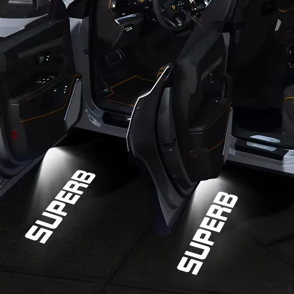 2pcs For Skoda Superb 2 MK2 Superb 3 2009-2024 Car Door Emblem Led Lamp Projector Welcome Lights Decoration Accessories
