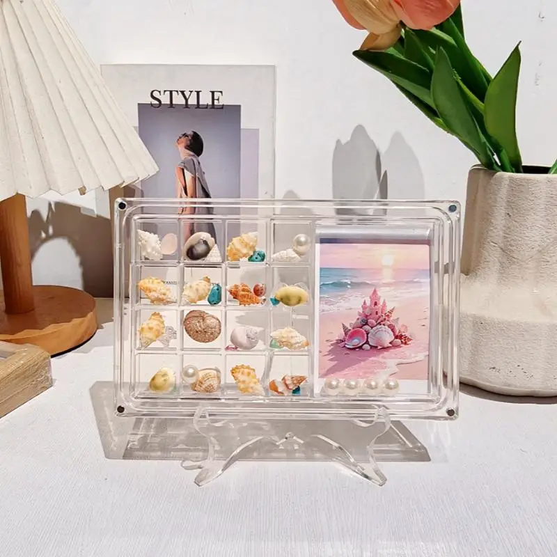 [JT]1Pc Durable Starfishs Trinket Storage Case 17-Grid Acrylic Seashell Display Box With Magnets For Bead Nail Jewelry Chic Gife