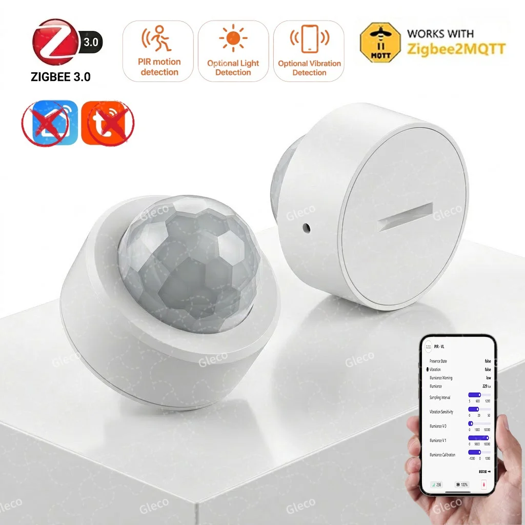 Zigbee Mini PIR Motion Detector Smart Human Body Movement Infrared Sensor With Optional Bright Vibration Detection For 2MQTT Hub