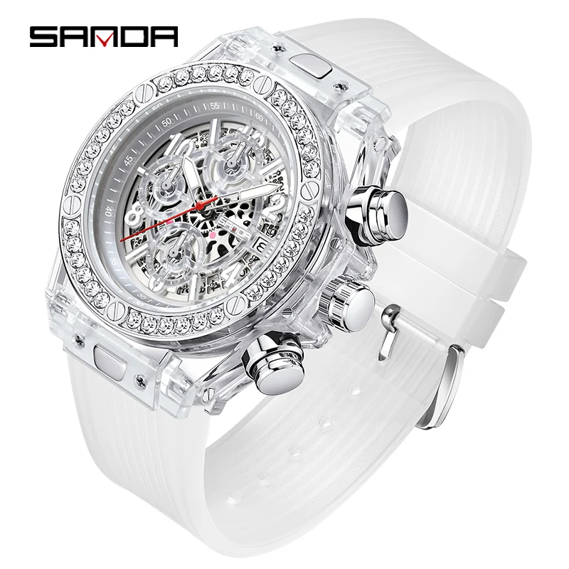 Imagem -02 - Sanda Novo Cross-border Hot Sale Quartz Ver Moda Tendência Homens Assista 7040 com Calendário Brilho Perspectiva Janela Assista 2023