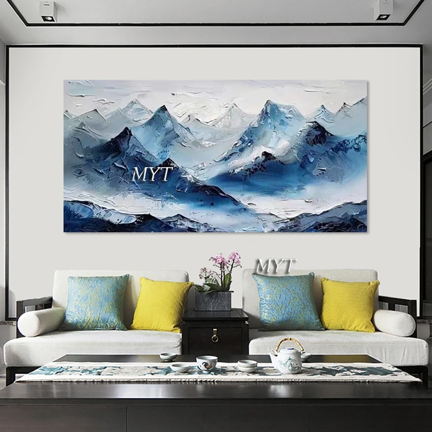 لوحات زيتية فنية بتصميم جديد على شكل جبل تجريدي، جدار منظر طبيعي بسيط، بدون إطار، قماش صورة تزيين أكريليك