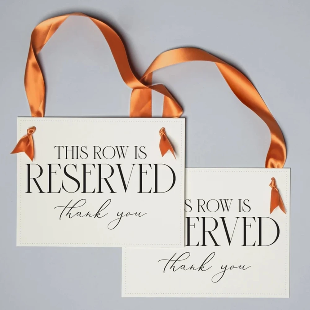 

2 Reserved Signs for Wedding Chairs or Church Pews "This Row Is Reserved Thank You" | Ceremony Event Seating 3063